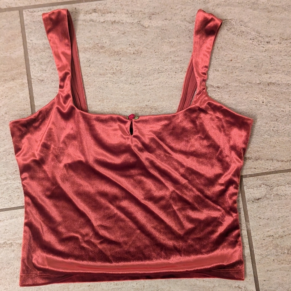 Wild Fable Vibrant Mauve Velvet Crop Top, Size XS